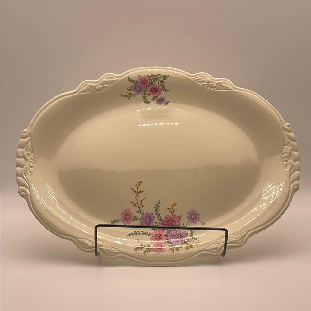 Vintage Homer‎ Laughlin Virginia Rose Floral Oval Serving Platter